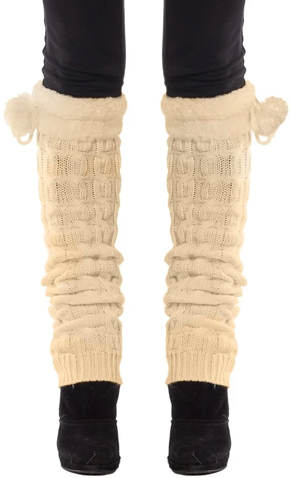 Overig Beenwarmers Met Bollen Ecru