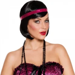 Overig Charleston Pruik Zwart Met Hoofdband