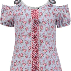 Overig Dames Trachten Mieder Lichtblauw Met Bloemmotief