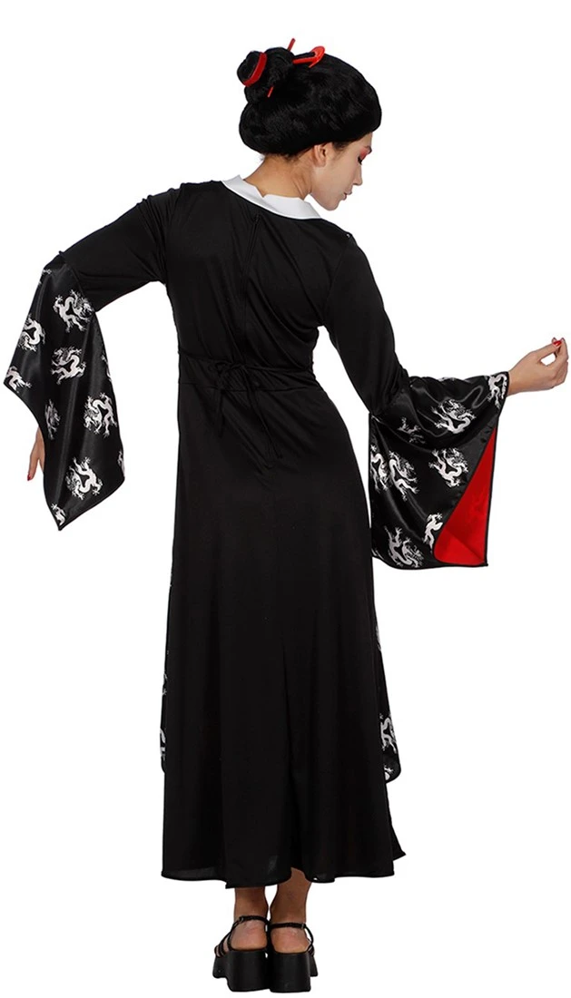 Overig Dameskostuum Japanse Dame Zwart-Rood - Afbeelding 3