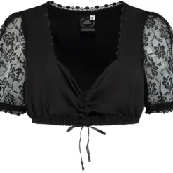 Overig Dirndl Blouse Zwart Kanten Mouwen (100% Katoen)