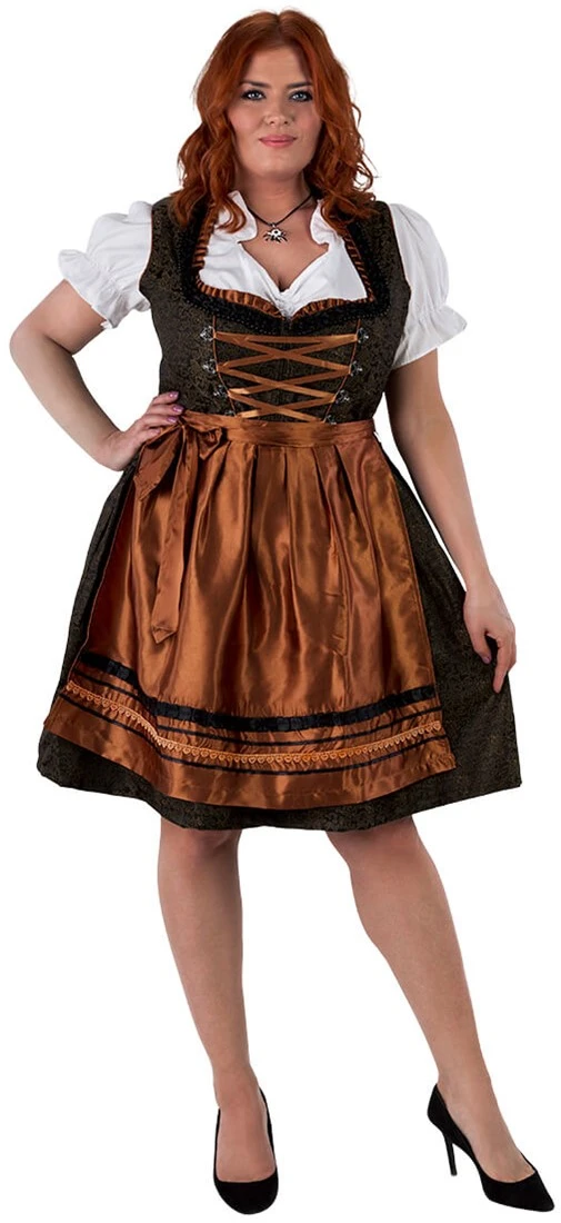 Overig Dirndl Zwart-Brons Jaquard 60cm Luxe 3dlg. - Afbeelding 2