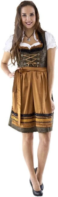 Overig Dirndl Zwart-Brons Jaquard 60cm Luxe 3dlg.