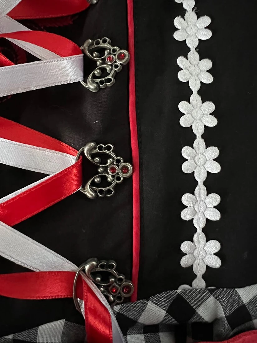 Overig Dirndl Zwart-Wit Geblokt 60cm 3dlg. (100% Katoen) - Afbeelding 3