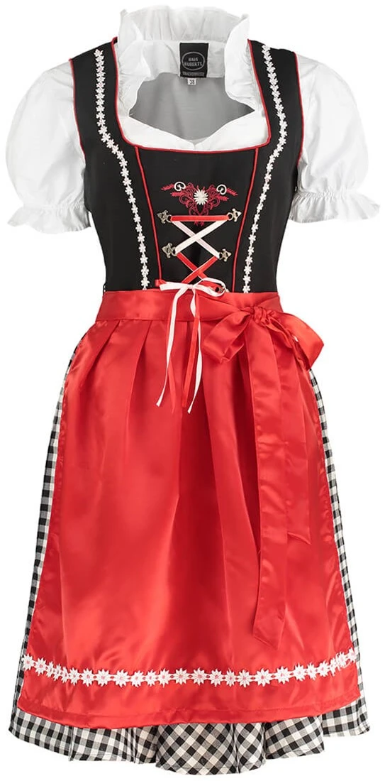 Overig Dirndl Zwart-Wit Geblokt 60cm 3dlg. (100% Katoen) - Afbeelding 2