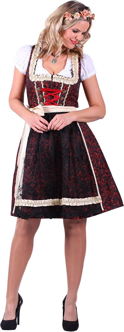 Overig Dirndljurk Christa Rood-Zwart Luxe 2-delig - Afbeelding 2