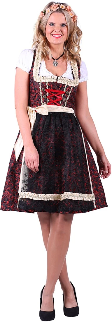 Overig Dirndljurk Christa Rood-Zwart Luxe 2-delig