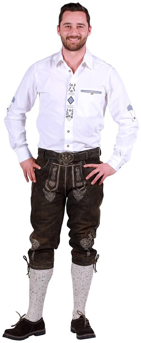 Overig Heren Lederhose 3/4 Donkerbruin Met Riem (geitenleer)