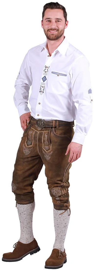 Overig Heren Lederhose 3/4 Middelbruin Met Riem (geitenleer) - Afbeelding 2