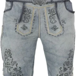 Overig Heren Lederhose Geitenleer Kort Grijs Met Riem