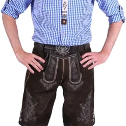 Overig Heren Lederhose Kort Donkerbruin (geitenleer)