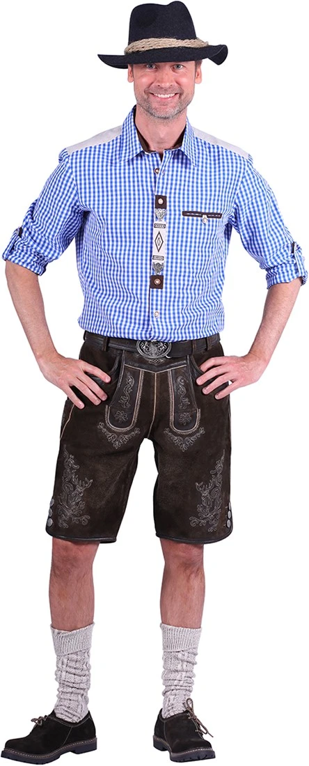 Overig Heren Lederhose Kort Donkerbruin (geitenleer)