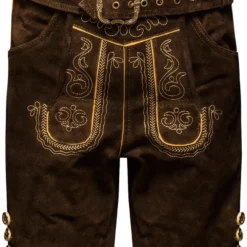 Overig Heren Lederhose Kort Donkerbruin Met Riem (Rund)