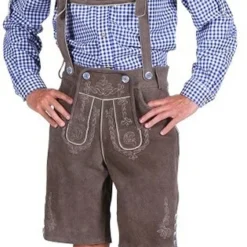 Overig Heren Lederhose Kort Grijs (Rundleer)