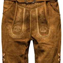 Overig Heren Lederhose Kort Lichtbruin Met Riem (Rund)