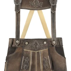 Overig Heren Lederhose Kort Luxe Antiek Grijs (rundleer)