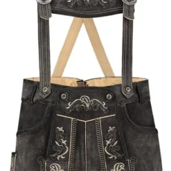 Overig Heren Lederhose Kort Luxe Vintage Antraciet Rundleer