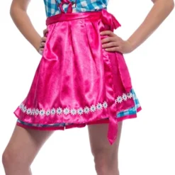 Overig Jurkje Dirndl Turquoise-Wit Met Pink Schortje