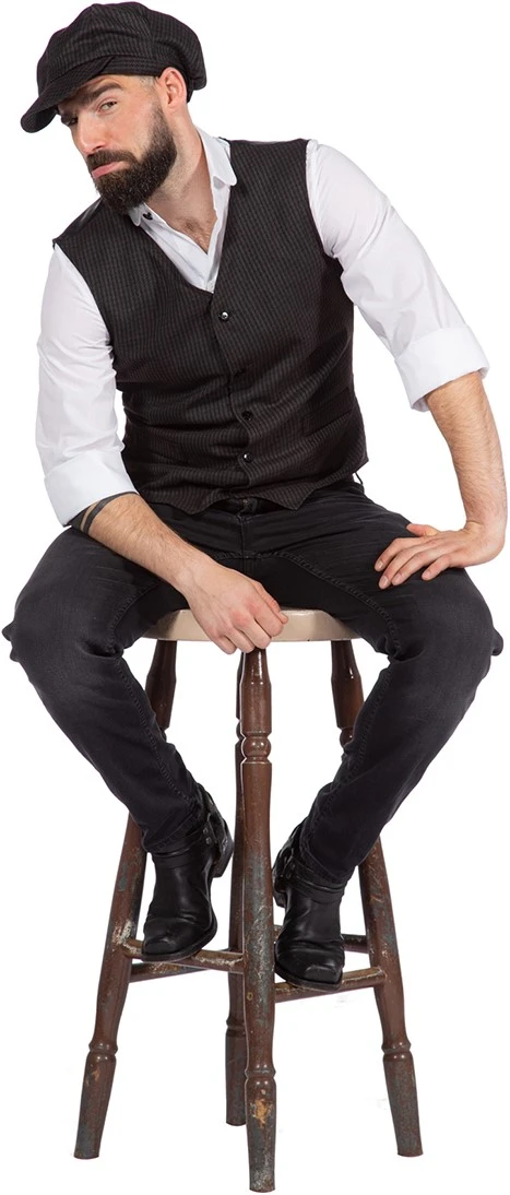 Overig Peaky Blinders Vest Bruin-Zwart Met Pet - Jaren 20 - Afbeelding 2