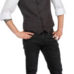 Overig Peaky Blinders Vest Bruin-Zwart Met Pet - Jaren 20