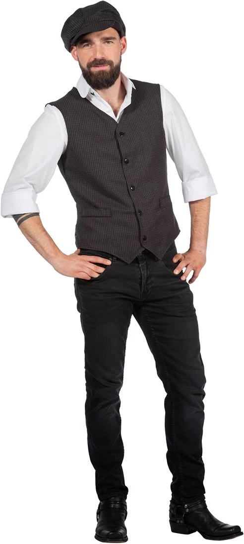 Overig Peaky Blinders Vest Bruin-Zwart Met Pet - Jaren 20