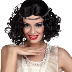 Overig Pruik Charleston Flapper Zwart Met Hoofdbandje