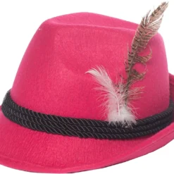 Overig Tiroler Dameshoedje Pink Met Veer