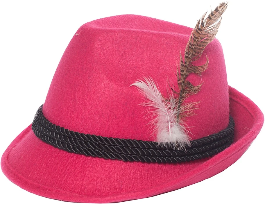 Overig Tiroler Dameshoedje Pink Met Veer