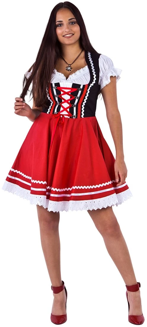 Overig Tiroler Dirndl Zwart-Rood 50cm 2dlg. (100% Katoen) - Afbeelding 6