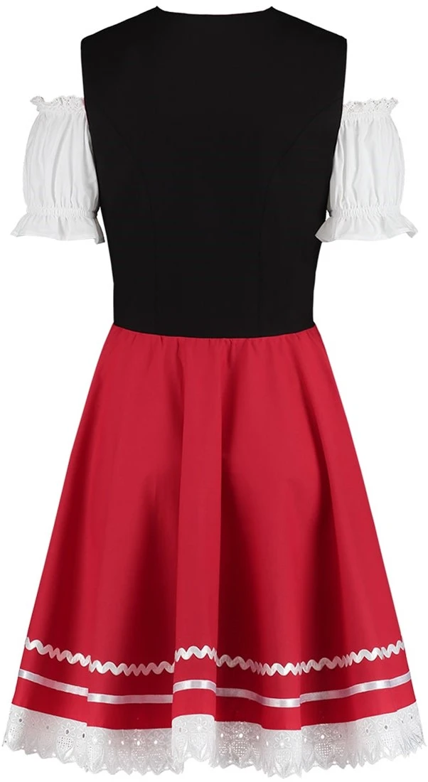 Overig Tiroler Dirndl Zwart-Rood 50cm 2dlg. (100% Katoen) - Afbeelding 3