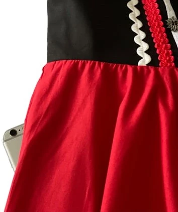 Overig Tiroler Dirndl Zwart-Rood 50cm 2dlg. (100% Katoen) - Afbeelding 4