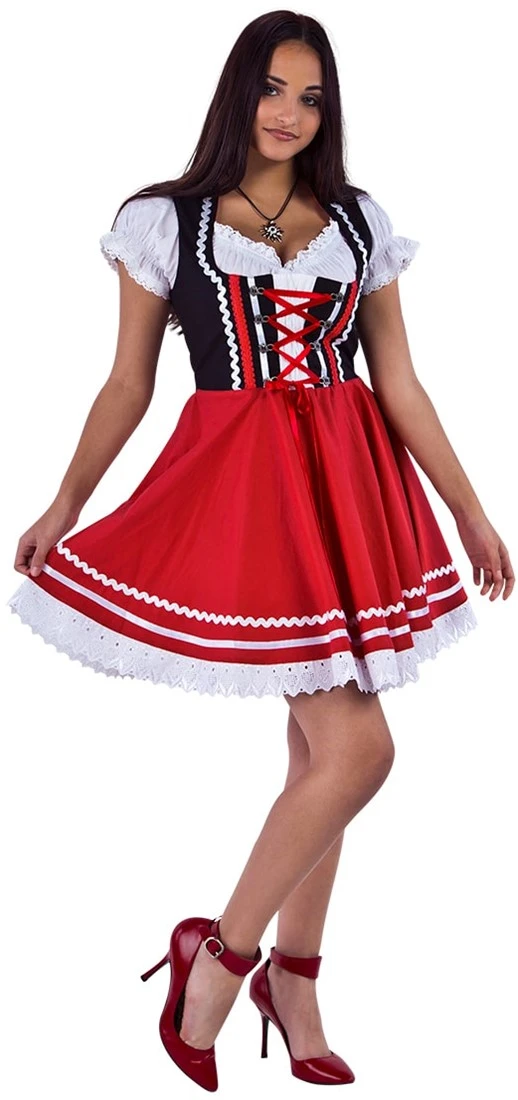 Overig Tiroler Dirndl Zwart-Rood 50cm 2dlg. (100% Katoen)